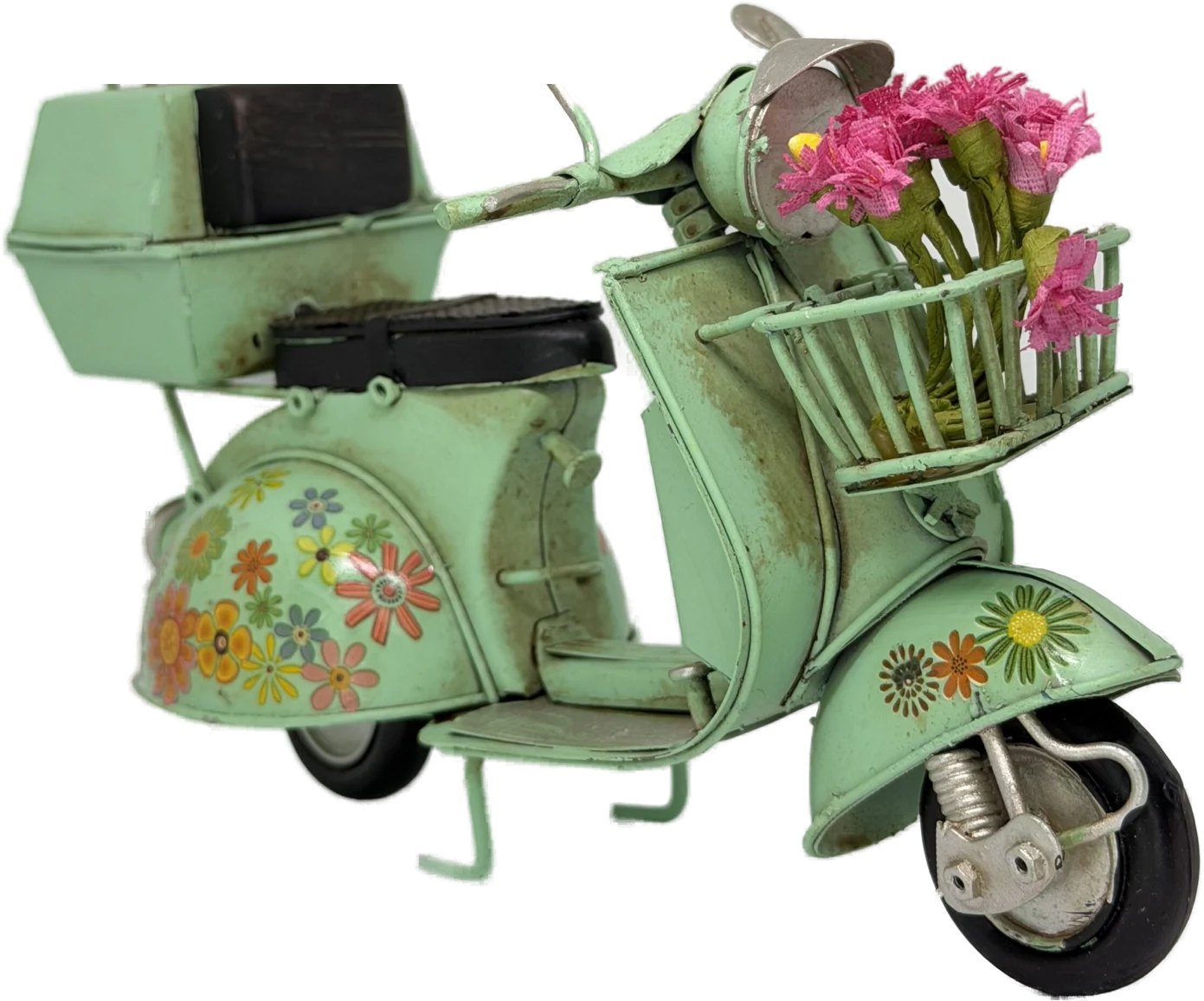 Çiçekli Nostaljik Scooter Mint yeşili