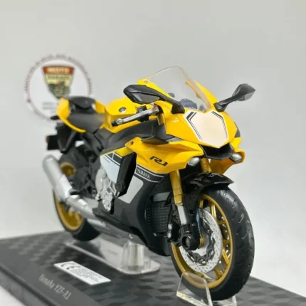 Yamaha YZF-R1 1:12 Stantsız Diecast Model Sarı - Lisanslı Motosiklet