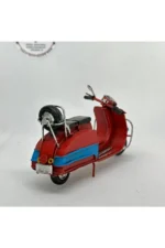 Bordo Mavi Mini Vespa Metal Motosiklet Biblo - El Yapımı - Görsel 3