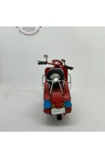 Bordo Mavi Mini Vespa Metal Motosiklet Biblo - El Yapımı - Görsel 4