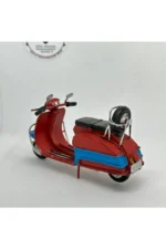 Bordo Mavi Mini Vespa Metal Motosiklet Biblo - El Yapımı - Görsel 5