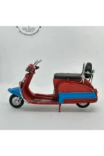 Bordo Mavi Mini Vespa Metal Motosiklet Biblo - El Yapımı - Görsel 6