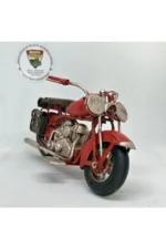 Kırmızı Yan Çantalı Metal Motosiklet Biblo - El Yapımı Retro