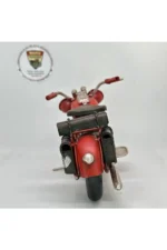Kırmızı Yan Çantalı Metal Motosiklet Biblo - El Yapımı Retro - Görsel 4