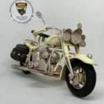Krem Yan Çantalı Metal Motosiklet Biblo - El Yapımı Retro