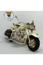 Krem Yan Çantalı Metal Motosiklet Biblo - El Yapımı Retro