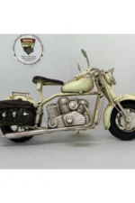Krem Yan Çantalı Metal Motosiklet Biblo - El Yapımı Retro - Görsel 2