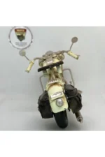 Krem Yan Çantalı Metal Motosiklet Biblo - El Yapımı Retro - Görsel 4