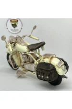Krem Yan Çantalı Metal Motosiklet Biblo - El Yapımı Retro - Görsel 5
