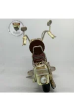 El Yapımı Krem Chopper/Cruiser Metal Motosiklet Biblosu – Kahverengi Koltuklu & Sissy Barlı - Görsel 4