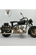 El Yapımı Siyah Chopper Metal Motosiklet Biblosu – Retro Koleksiyonluk Cruiser Figür - Görsel 2