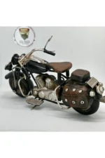El Yapımı Siyah Chopper Metal Motosiklet Biblosu – Retro Koleksiyonluk Cruiser Figür - Görsel 5