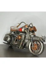 Alev Desenli El Yapımı Metal Chopper Biblo - 36 cm Büyük Boy