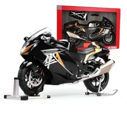 Suzuki Hayabusa GSX R1300 Maket Motor - 1:6 Siyah Gold Işıklı