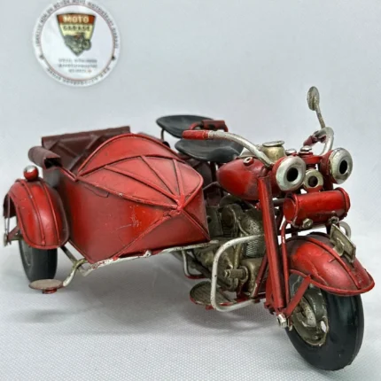 Yan Sepetli Motosiklet Maket - El Yapımı Vintage Metal