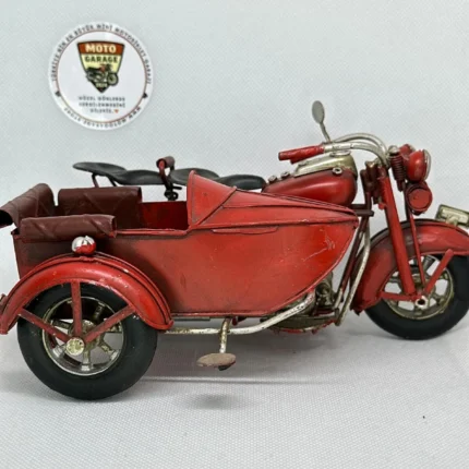 Yan Sepetli Motosiklet Maket – El Yapımı Vintage Metal - görsel 2