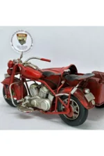 Yan Sepetli Motosiklet Maket - El Yapımı Vintage Metal - Görsel 5