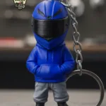 Lacivert Motorcu Anahtarlık - 3D Baskı Moto Figürü