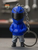 Lacivert Motorcu Anahtarlık - 3D Baskı Moto Figürü