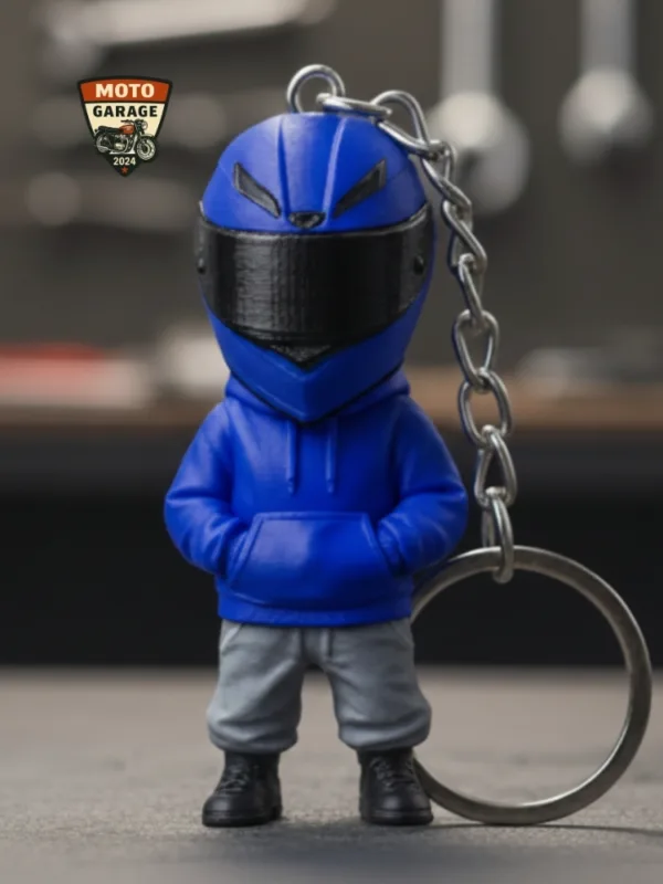 Lacivert Motorcu Anahtarlık - 3D Baskı Moto Figürü