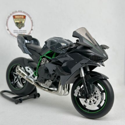 Kawasaki Ninja H2 1:12 Diecast Motosiklet Modeli - Sesli Işıklı - Siyah Yeşil