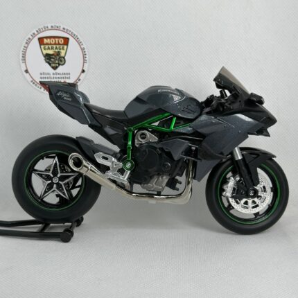 Kawasaki Ninja H2 1:12 Diecast Motosiklet Modeli – Sesli Işıklı – Siyah Yeşil - görsel 2