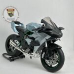 Kawasaki Ninja H2 1:12 Diecast Sesli Işıklı Motosiklet Modeli - Gri Karbon