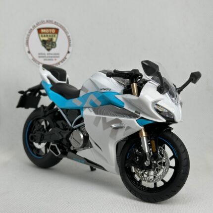CFMOTO 250SR 1:12 Sesli Işıklı Diecast Motosiklet Modeli - Beyaz Mavi