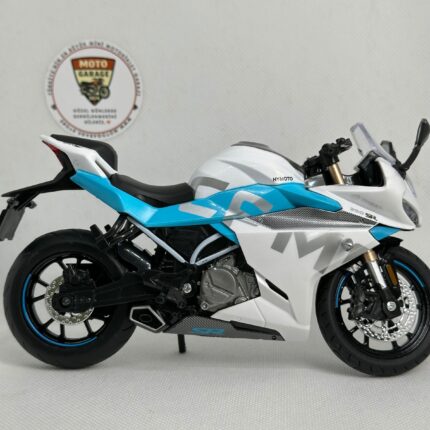 CFMOTO 250SR 1:12 Sesli Işıklı Diecast Motosiklet Modeli – Beyaz Mavi - görsel 2