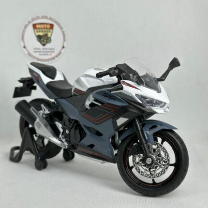 Kawasaki Ninja 400 1:12 Sesli Işıklı Diecast Motosiklet Modeli - Gri Beyaz