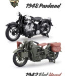 Maisto 1:18 Harley-Davidson Klasik İkili Set - 1948 Panhead & 1942 Flathead Military Koleksiyonluk