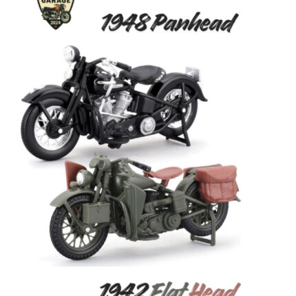 Maisto 1:18 Harley-Davidson Klasik İkili Set - 1948 Panhead & 1942 Flathead Military Koleksiyonluk