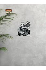 BMW Motosiklet Sürücüsü 3D Duvar Tablosu – Siyah Beyaz Mini Moto Wall Art - Görsel 2