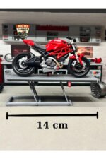1/18 Ölçek Motosiklet Servis Lifti - Gri Diorama Garaj Aksesuarı - 14 cm - Görsel 2