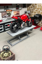 1/18 Ölçek Motosiklet Servis Lifti - Gri Diorama Garaj Aksesuarı - 14 cm - Görsel 4
