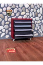 1/18 Ölçek 4 Çekmeceli Tekerlekli Alet Çekmecesi- Kırmızı Siyah Diorama Garaj Aksesuarı