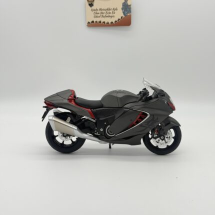 Suzuki Hayabusa Sesli & ışıklı 1:12 Diecast Motosiklet – Gri Red - görsel 2