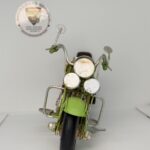 Nostaljik Deri Çantalı Yeşil Chopper - 1:18 Ölçek (12cm) Dekoratif Motosiklet Modeli - Görsel 7