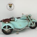 Nostaljik Sepetli Buz Mavisi Klasik Motosiklet - 1:18 Ölçek (12cm) Dekoratif Model - Görsel 2