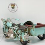 Nostaljik Sepetli Buz Mavisi Klasik Motosiklet - 1:18 Ölçek (12cm) Dekoratif Model - Görsel 5