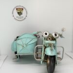 Nostaljik Sepetli Buz Mavisi Klasik Motosiklet - 1:18 Ölçek (12cm) Dekoratif Model - Görsel 8