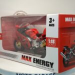 Kırmızı Yarış Motosikleti - 1:18 Ölçek (12cm) Kutulu Standlı Diecast Model - Görsel 8
