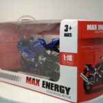 Mavi Yarış Motosikleti #54 - 1:18 Ölçek (12cm) Kutulu Standlı Diecast Model - Görsel 8