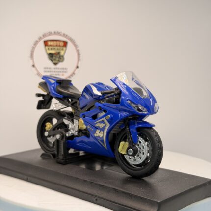 Mavi Yarış Motosikleti #54 - 1:18 Ölçek (12cm) Kutulu Standlı Diecast Model