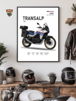 Honda Transalp 2025 Motosiklet Tasarımlı Ahşap Çerçeveli Tablo (30x40 cm)