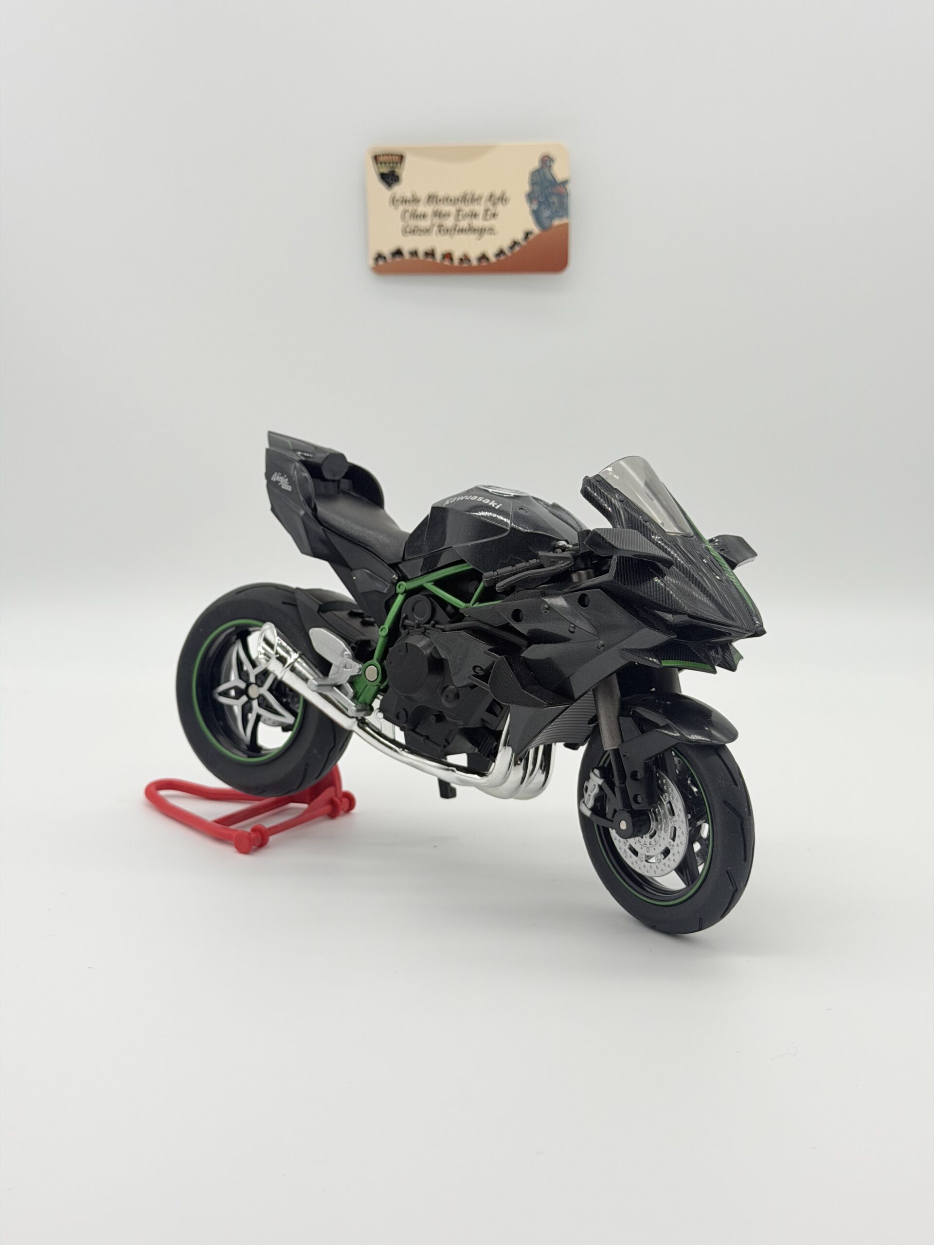 Kawasaki H2R Model Sesli ve Işıklı Motosiklet 1:10 Ölçek Siyah Sportbike
