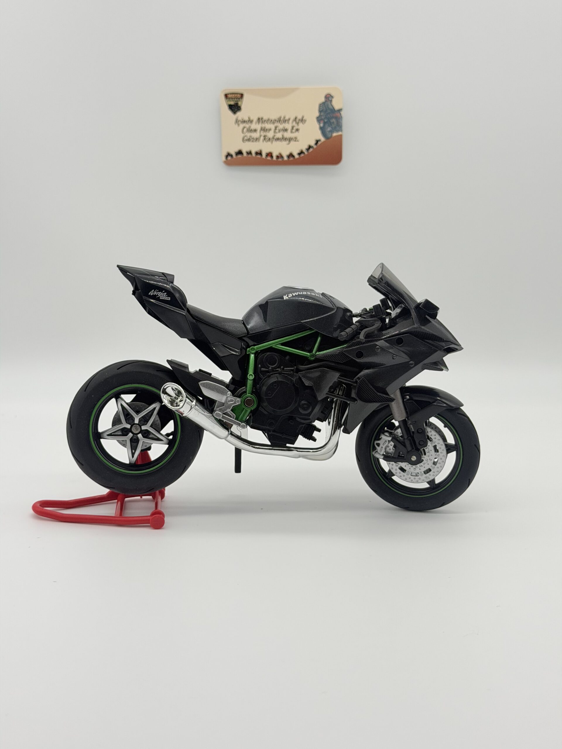 Kawasaki H2R Model Sesli ve Işıklı Motosiklet 1:10 Ölçek Siyah Sportbike - görsel 2