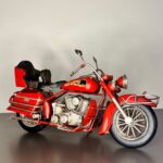 Kırmızı Alev Motifli El Yapımı Metal Motosiklet Biblo (25 cm)