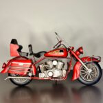Kırmızı Alev Motifli El Yapımı Metal Motosiklet Biblo (25 cm) - Görsel 2