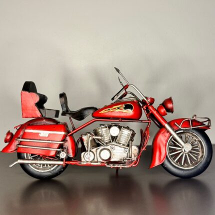 Kırmızı Alev Motifli El Yapımı Metal Motosiklet Biblo (25 cm) - görsel 2